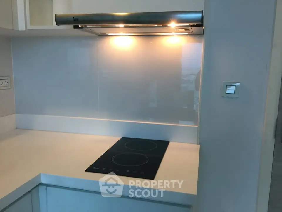 Modern kitchen with sleek induction cooktop and stylish range hood
