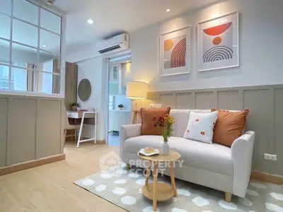 Charming living room with modern decor and cozy seating area