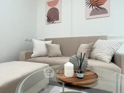 Stylish living room with modern decor and cozy seating area