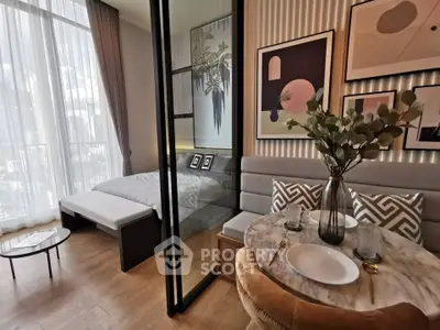 Stylish modern studio apartment with elegant decor and natural light