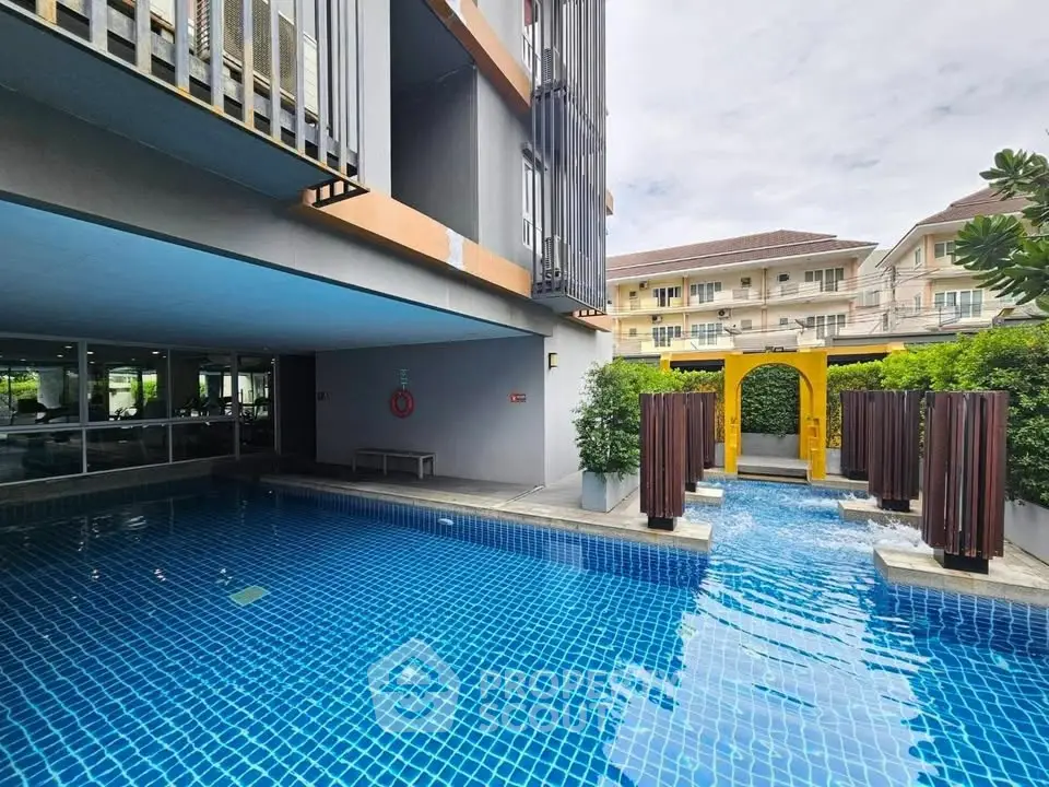 Luxurious residential pool area with modern design and serene ambiance.