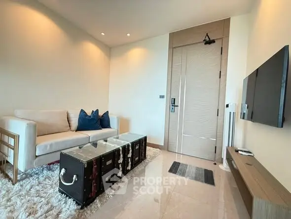 Modern living room with stylish decor and sleek furniture