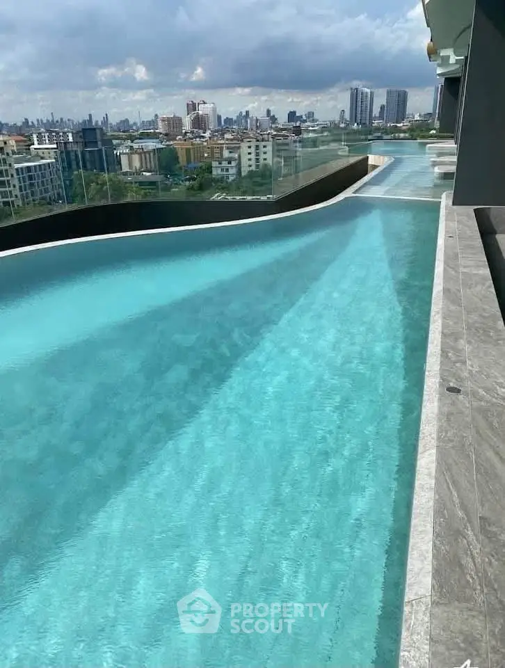 Luxurious rooftop infinity pool with stunning city skyline views, perfect for relaxation and leisure.