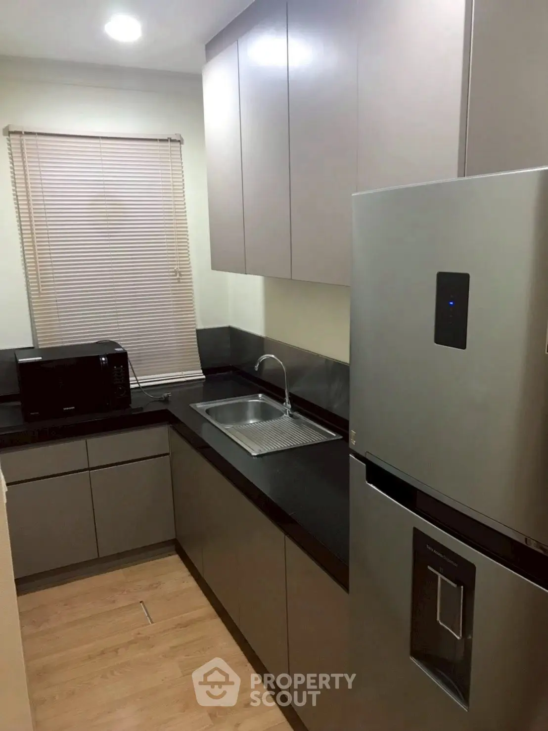 Modern kitchen with sleek cabinets and stainless steel appliances