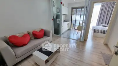 Modern apartment interior with cozy living room and stylish kitchen