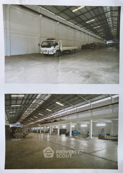 Spacious industrial warehouse with high ceilings and ample storage space.