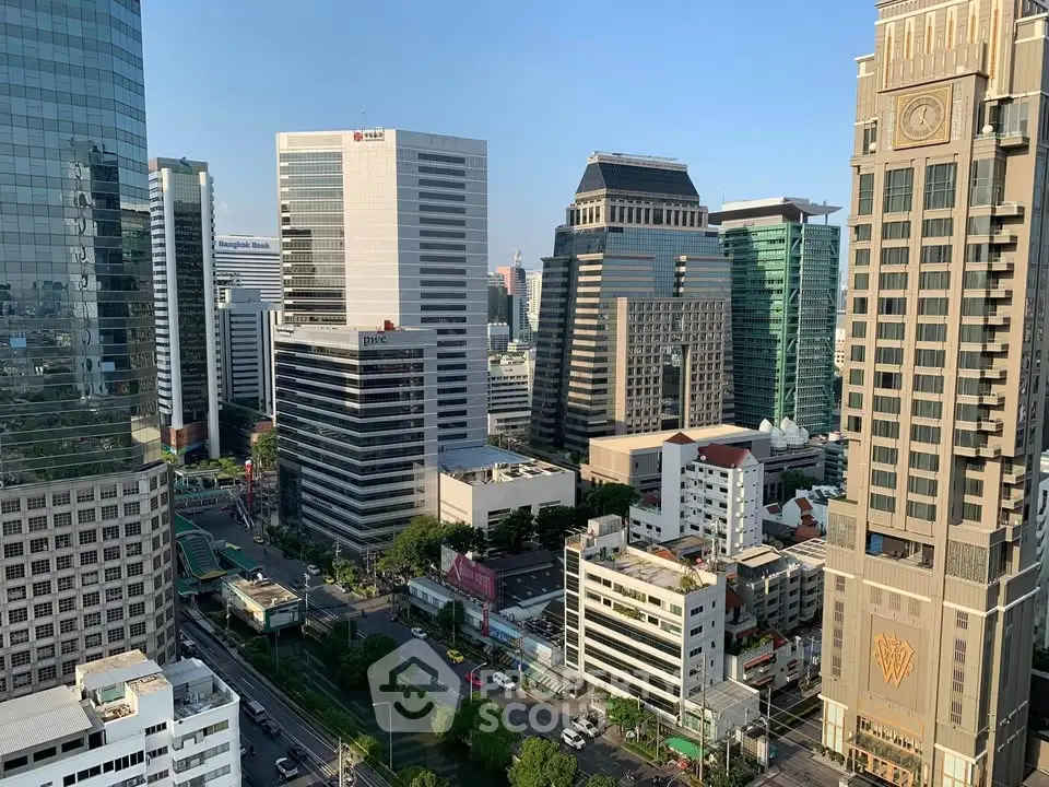Stunning cityscape view showcasing modern skyscrapers and urban architecture in a bustling business district.