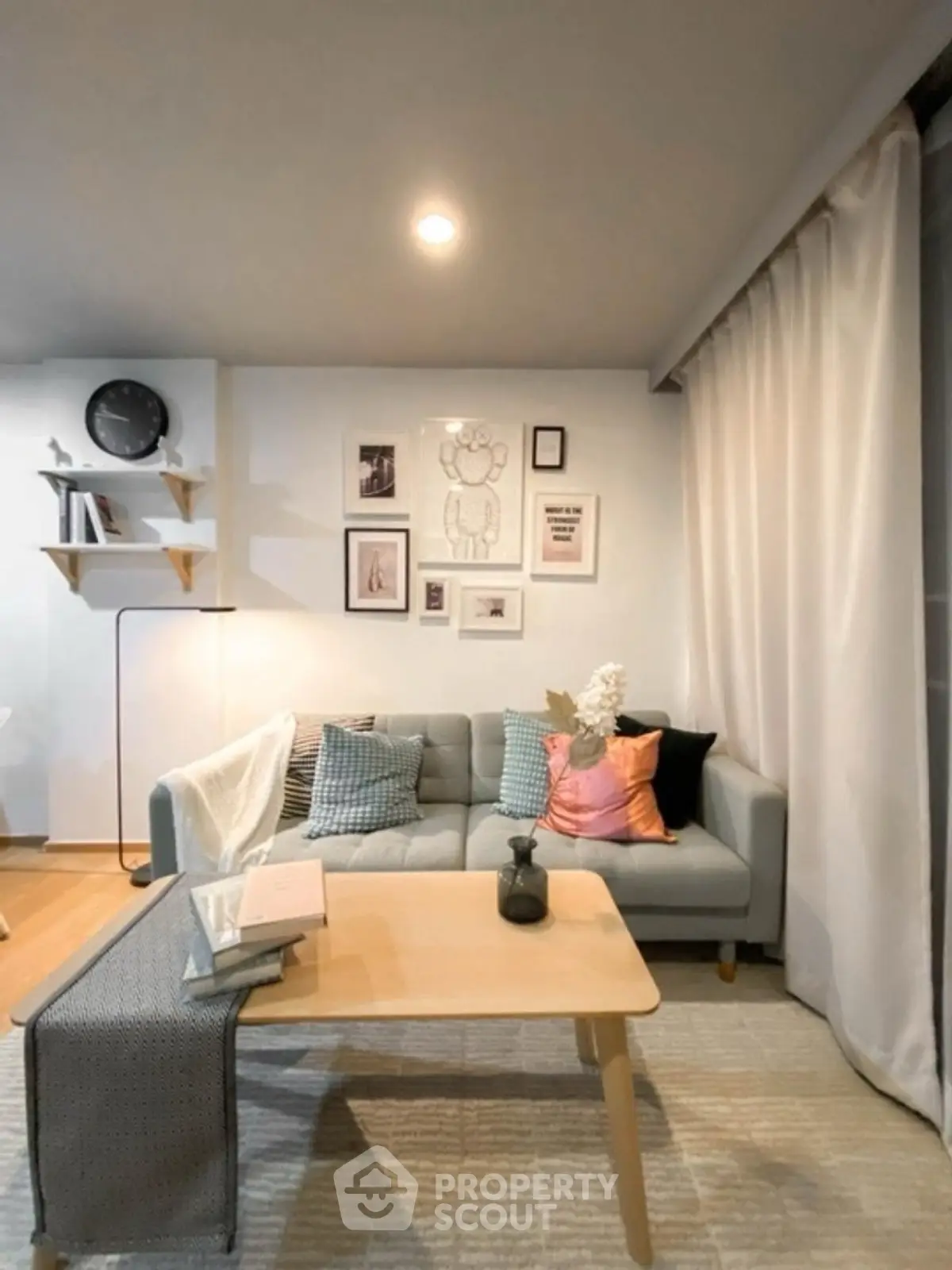 Chic modern living room with stylish decor and cozy ambiance