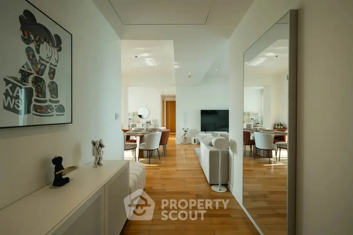 Luxurious modern living room with elegant decor and spacious layout
