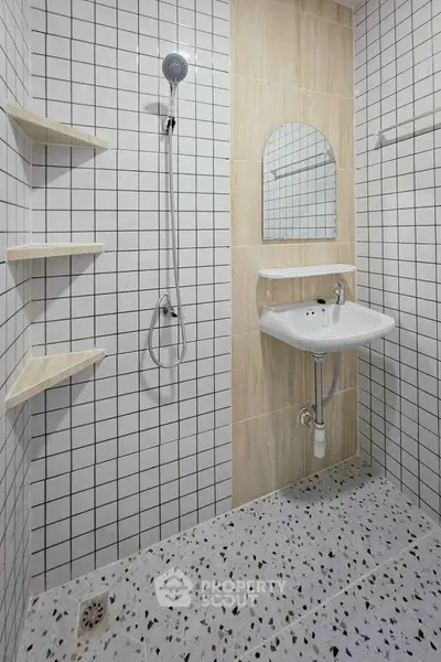 Modern bathroom with sleek shower and minimalist design