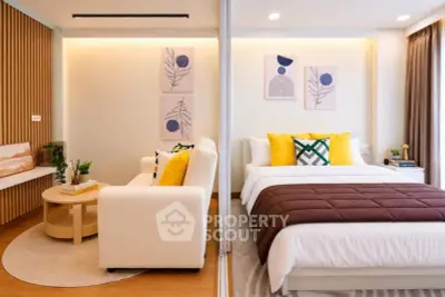 Modern studio apartment with stylish decor and cozy furnishings