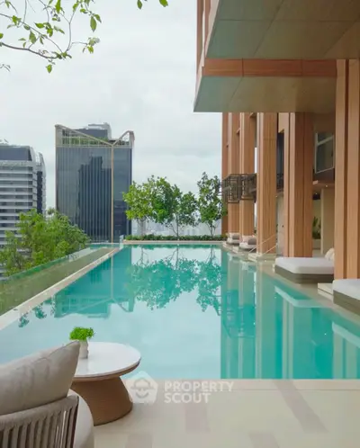 Luxurious rooftop pool with stunning city view and modern architecture