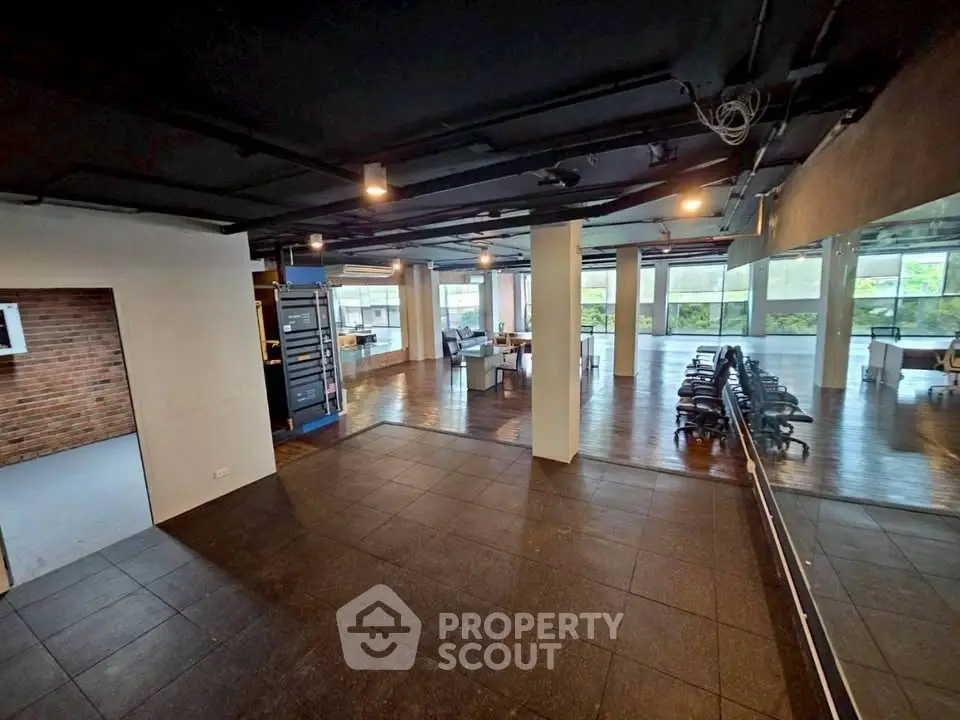 Spacious modern office space with open layout and large windows