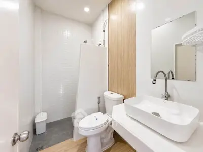 Modern bathroom with sleek fixtures and minimalist design