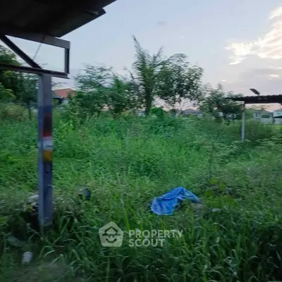 Spacious outdoor garden area with lush greenery and potential for landscaping.