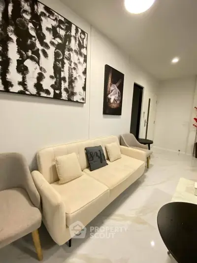 Modern living room with stylish decor and comfortable seating