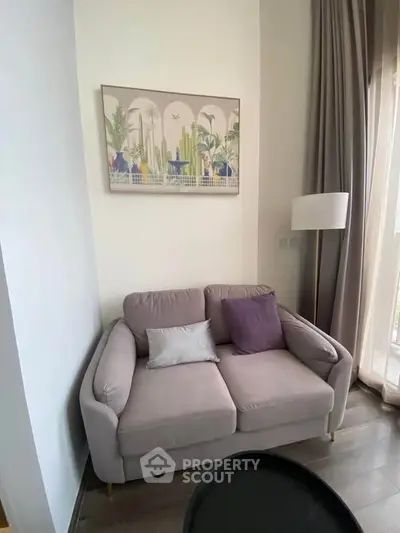 Cozy living room corner with stylish sofa and elegant decor