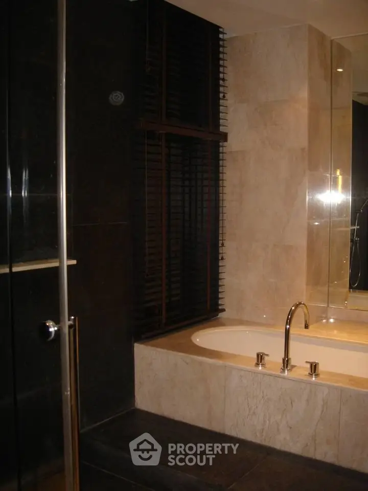 Luxurious bathroom with elegant bathtub and modern design