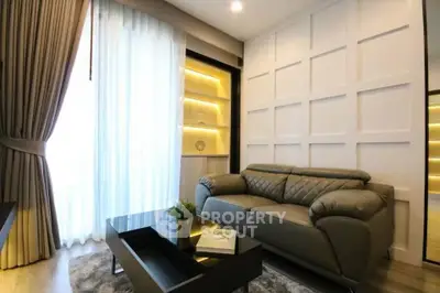 Stylish modern living room with elegant sofa and ambient lighting