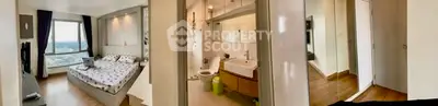 Modern apartment interior with bedroom, bathroom, and hallway showcasing sleek design and natural light.