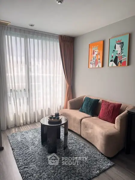 Modern living room with stylish decor and natural light