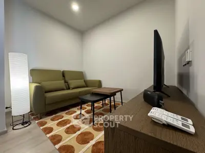 Cozy living room with modern sofa and stylish decor