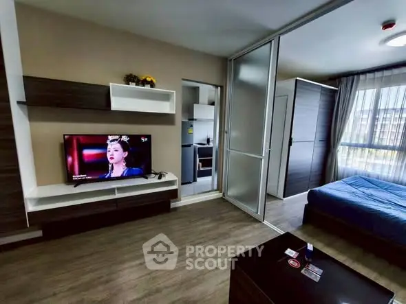 Modern studio apartment with sleek design and natural light