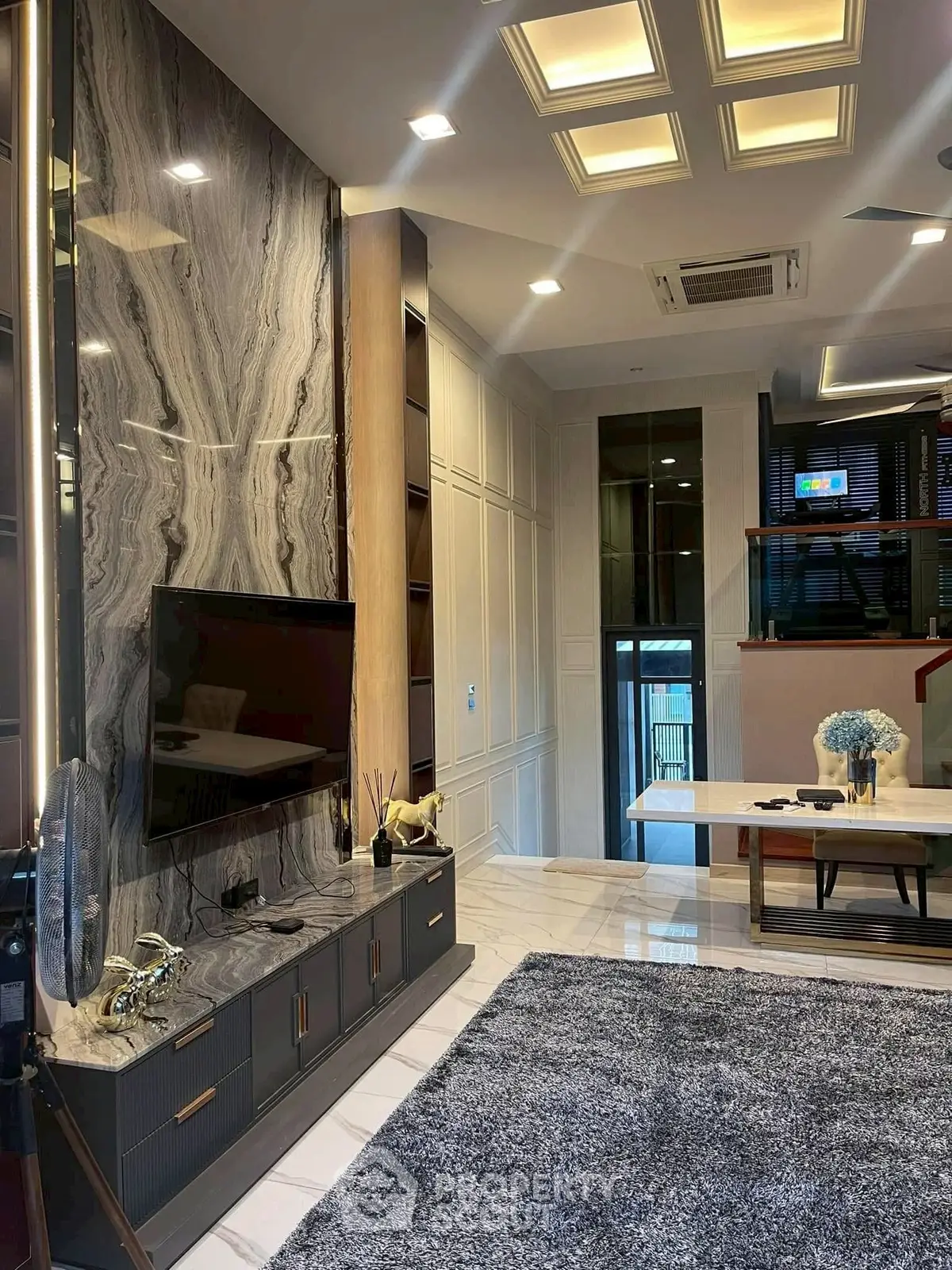 Luxurious modern living room with elegant decor and stylish furniture