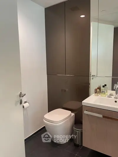 Modern bathroom with sleek fixtures and minimalist design