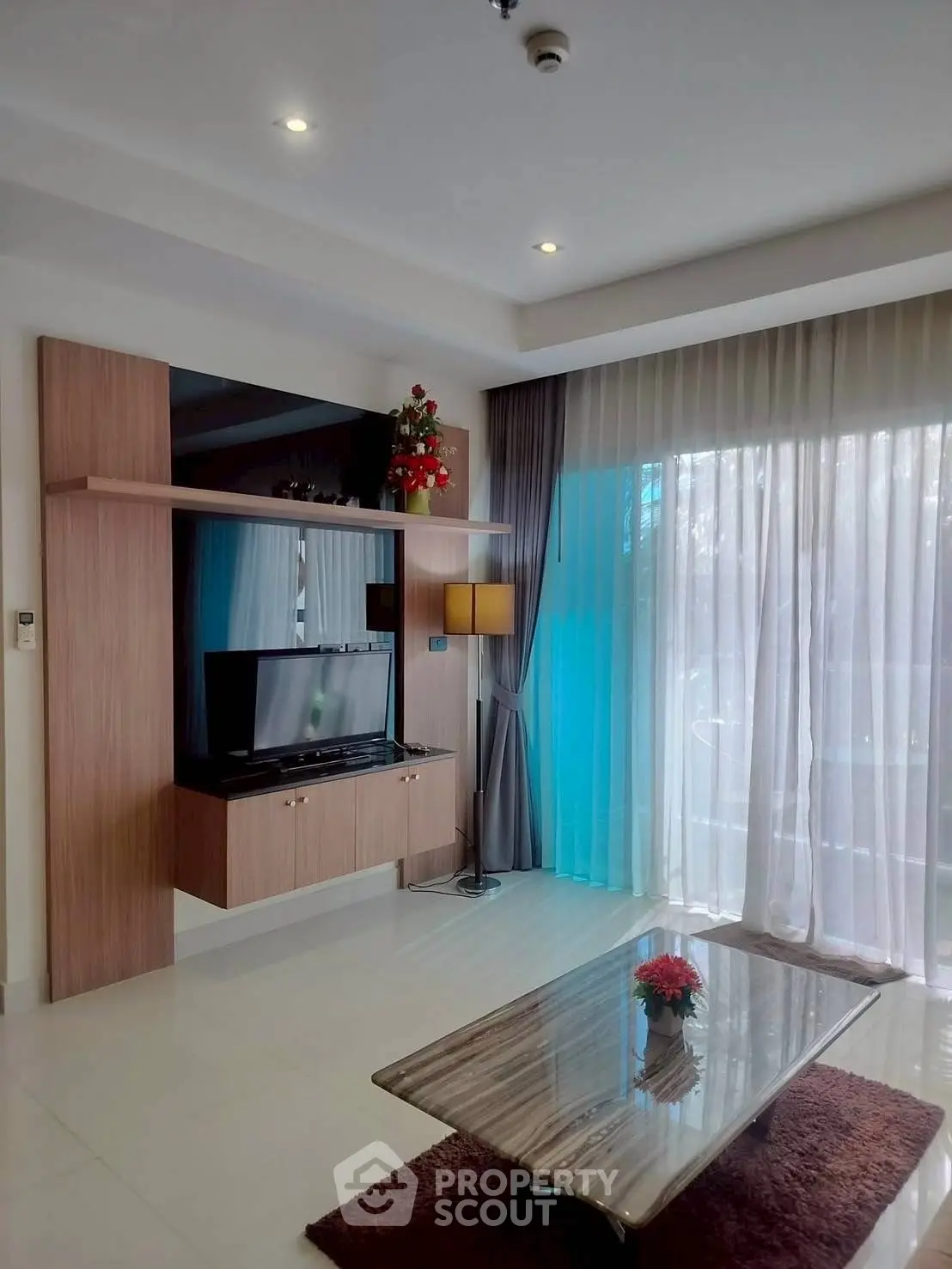 Modern living room with stylish decor and natural light