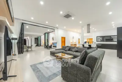 Spacious modern living room with open layout and stylish furniture