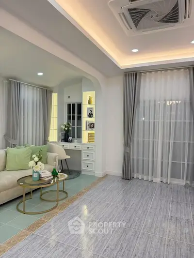 Elegant living room with modern decor and stylish lighting