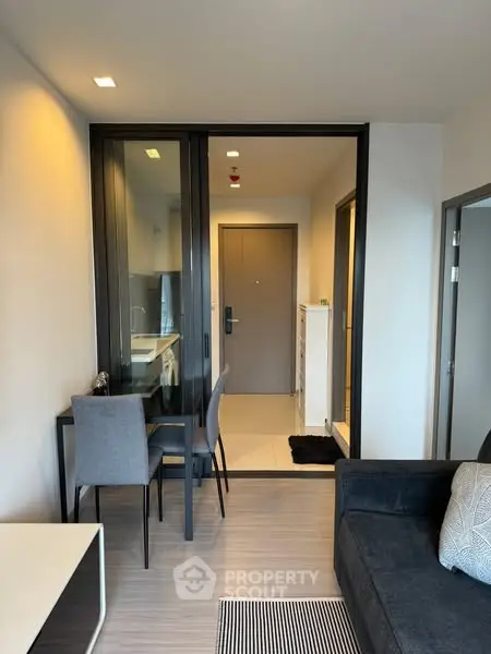 Modern apartment interior with open layout and stylish furniture