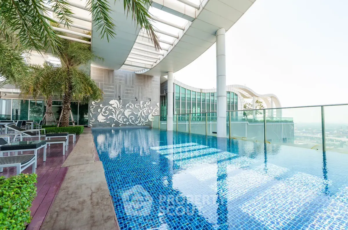 Luxurious rooftop infinity pool with stunning city views and modern design.