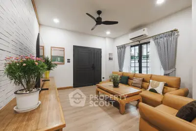 Stylish living room with modern decor and cozy seating area