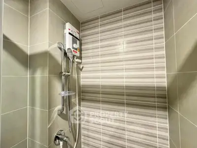 Modern bathroom with sleek shower and stylish tile design