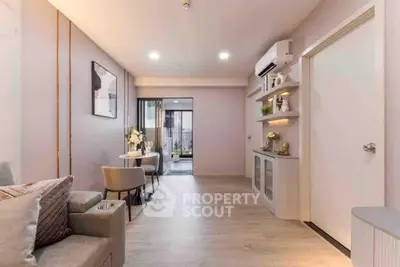 Modern living room with stylish decor and open layout in a contemporary apartment.
