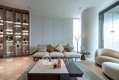 Luxurious modern living room with elegant decor and stylish furniture