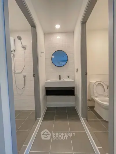 Modern bathroom with sleek design and minimalist fixtures
