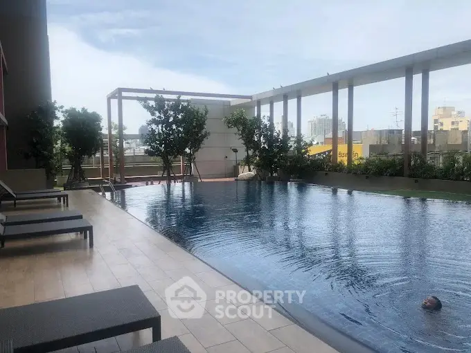 Luxurious rooftop pool with city views and modern design