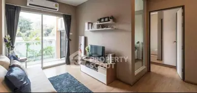 Modern living room with balcony view and stylish decor