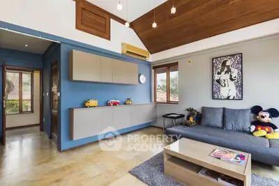 Stylish living room with modern decor and cozy seating area.