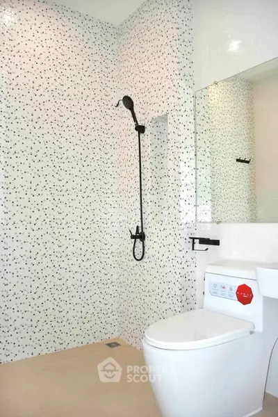 Modern bathroom with sleek shower and stylish tile design