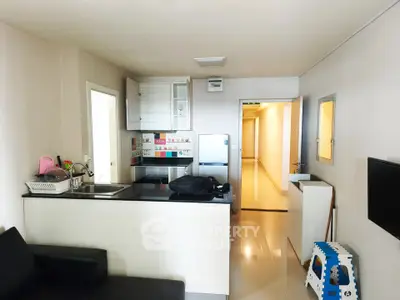 Modern apartment kitchen with sleek design and open layout