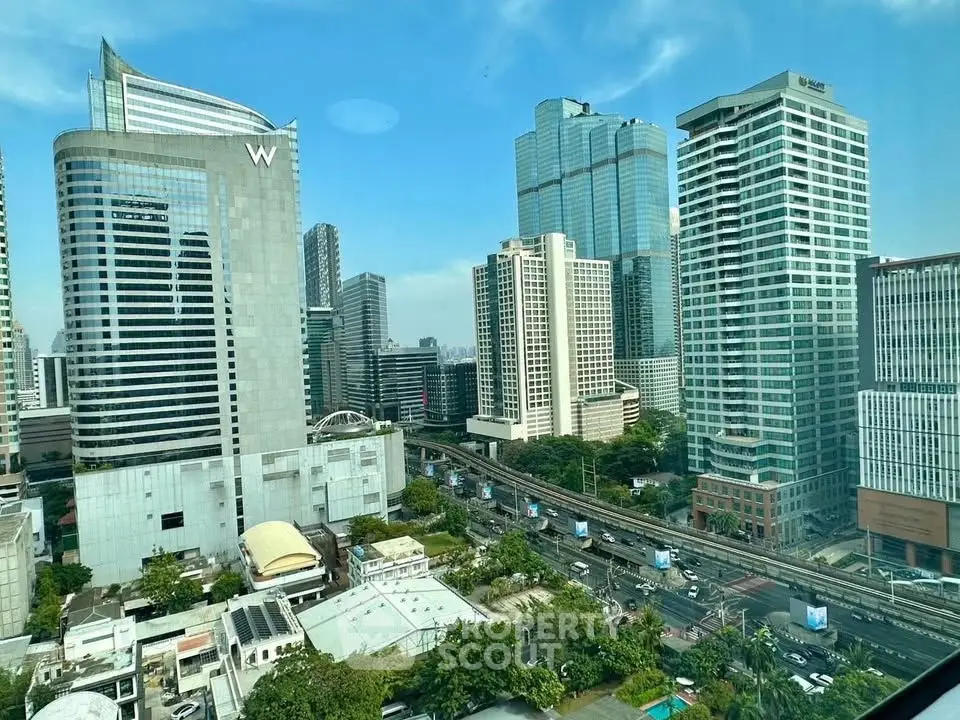 Stunning cityscape view showcasing modern skyscrapers and bustling streets in a vibrant urban setting.