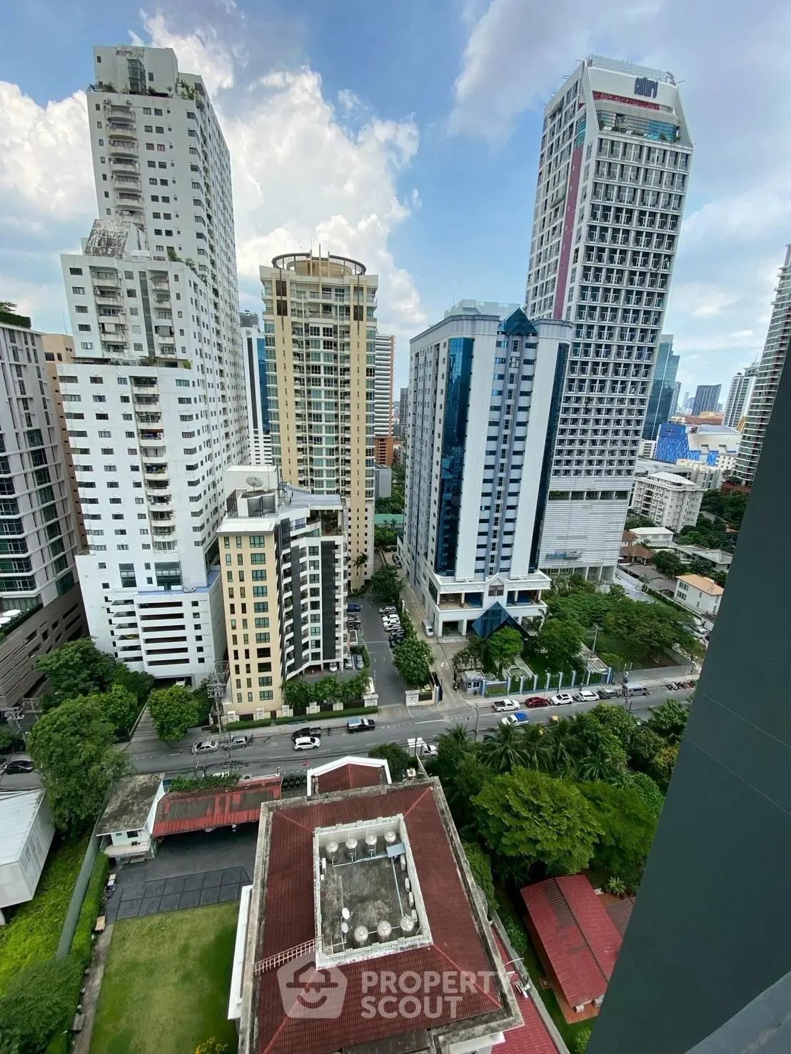 Stunning cityscape view from high-rise building showcasing urban living.