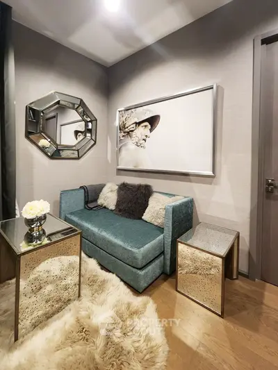 Luxurious small living room with plush sofa and elegant decor