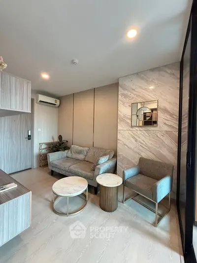 Modern living room with stylish furniture and elegant decor