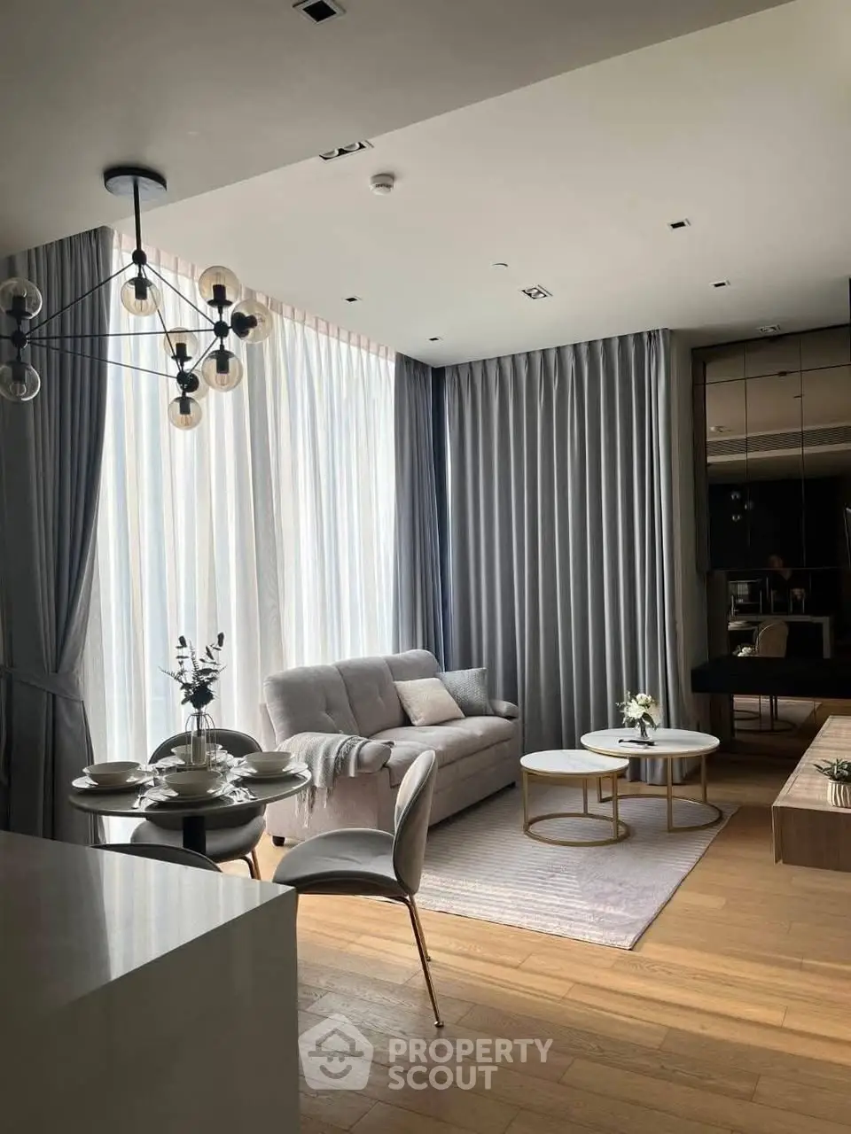 Modern living room with elegant decor and natural light