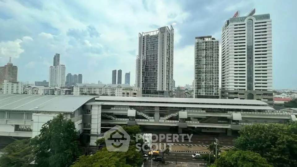 Stunning cityscape view with modern high-rise buildings and urban skyline, perfect for real estate investment.